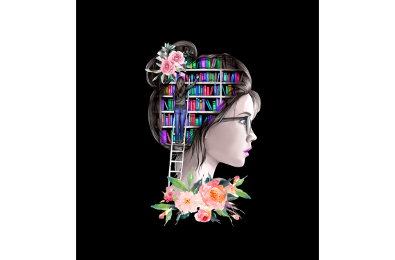 Girl with books 2 - ECO LEDER PANEL