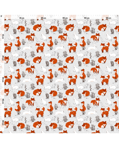 Cute foxes and bunny winter 2 fabric