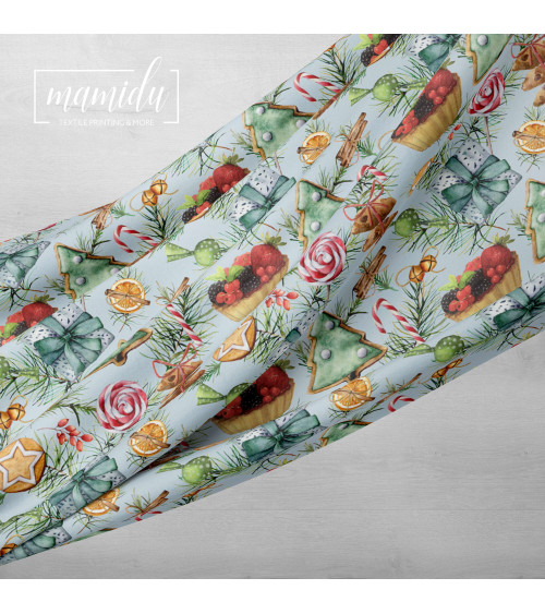 Christmas blue sweets tkanina