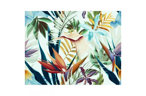"Tropische Blumen" polyester outlet 0.5m