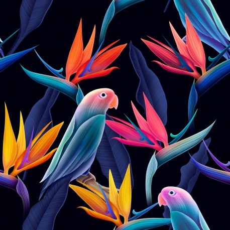 Polyester "Neon parrots"