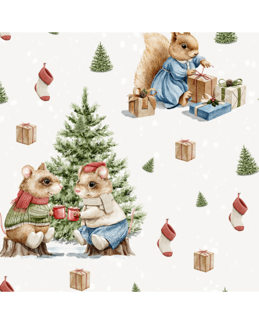 Christmas animals 2 tkanina