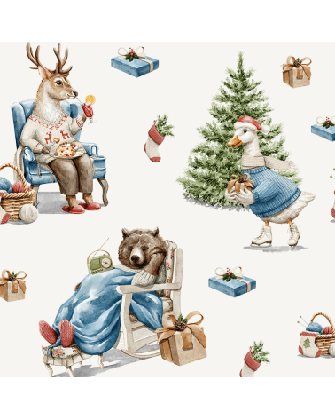 Christmas animals 3 tkanina