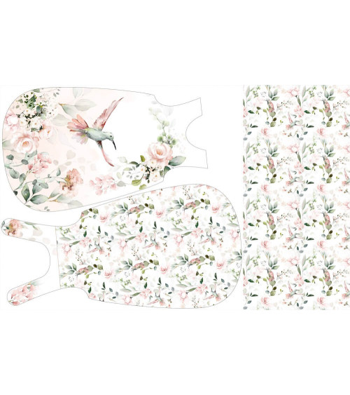 Panel for Sleeping bag-  Pink hummingbirds