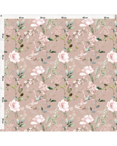 Pink humming birds 1- tkanina