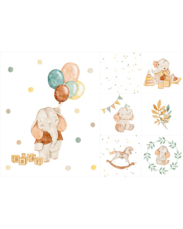 Zestaw  na kocyk + 6 poduszeczek Baby Elephants