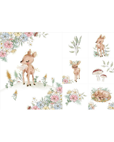 A set for a blanket + 6 pillows Deer and flowers