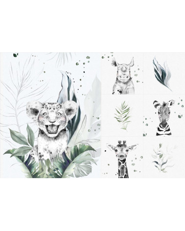 A set for a blanket + 6 pillows Safari baby boy 1