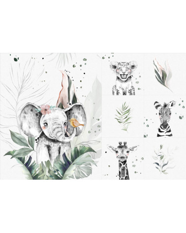 A set for a blanket + 6 pillows Safari baby girl 3