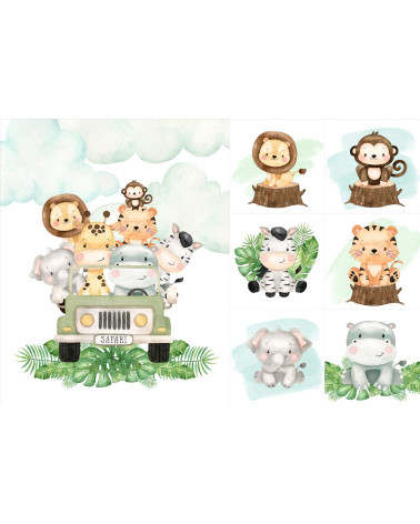 A set for a blanket + 6 pillows African animals 1