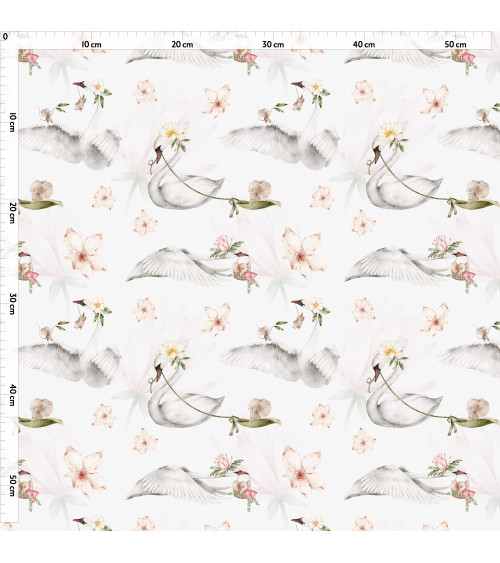 Magic swans tkanina