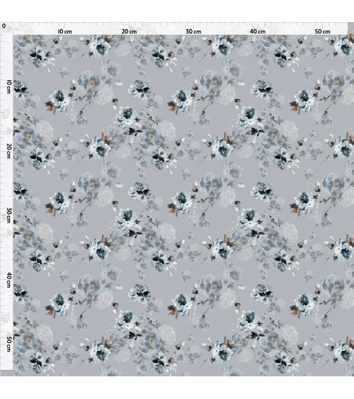 Indigo flowers tkanina