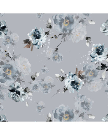 Indigo flowers tkanina