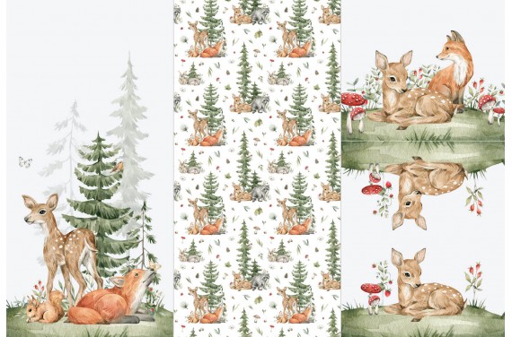 Panel for sleeping bag Baby forest animals 01