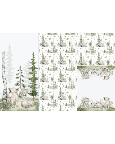 Panel for sleeping bag Baby forest animals 02