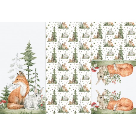 Panel for sleeping bag Baby forest animals 03