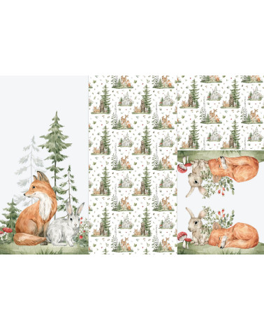 Panel for sleeping bag Baby forest animals 03