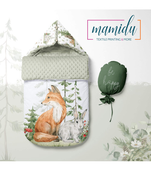POLYESTER PANEL FÜR Schlafsack TROLLEY- Baby forest animals 03