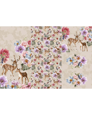Panel for sleeping bag Deer & flowers