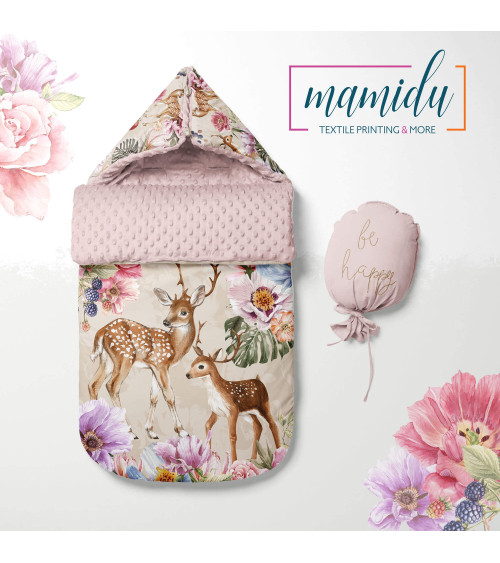 POLYESTER PANEL FÜR Schlafsack TROLLEY- Deer & flowers