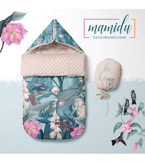 POLYESTER PANEL FÜR Schlafsack TROLLEY-  Turquoise flowers