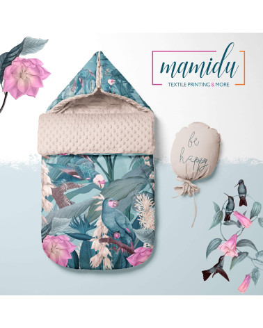 POLYESTER PANEL FÜR Schlafsack TROLLEY-  Turquoise flowers