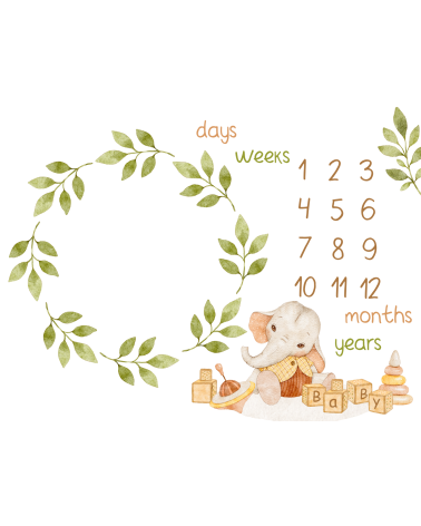 Milestone-Panel-Decke Baby elephants 1