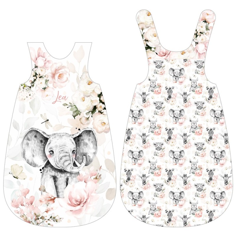 Panel for Sleeping bag-pink safari babies girl 3