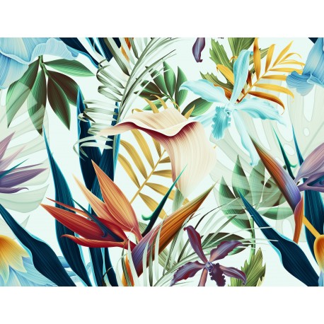 Polyester "Tropische Blumen"