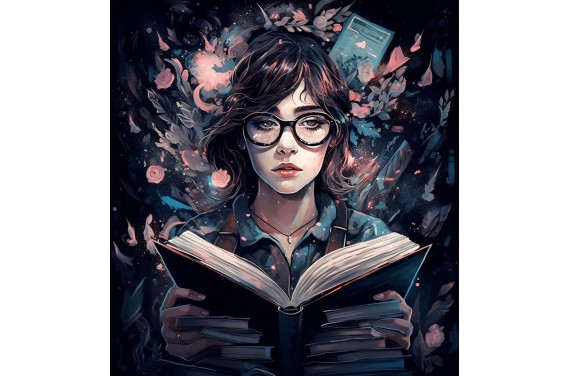 Girl with books 6 - ECO LEDER PANEL
