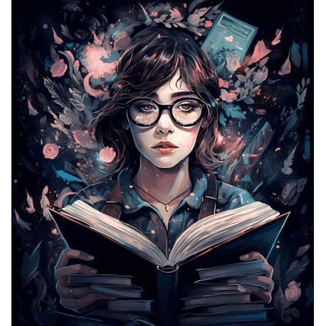 Girl with books 6 - ECO LEDER PANEL