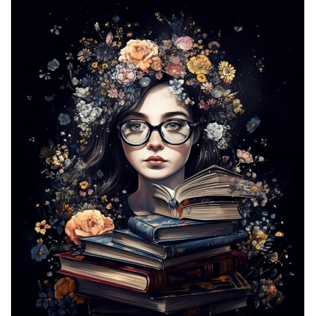 Girl with books 7 - ECO LEDER PANEL