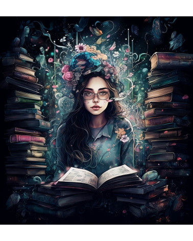 Girl with books 8 - ECO LEDER PANEL