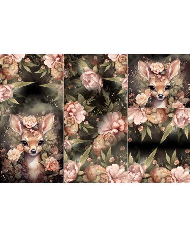 Panel for sleeping bag Botanical deer 1