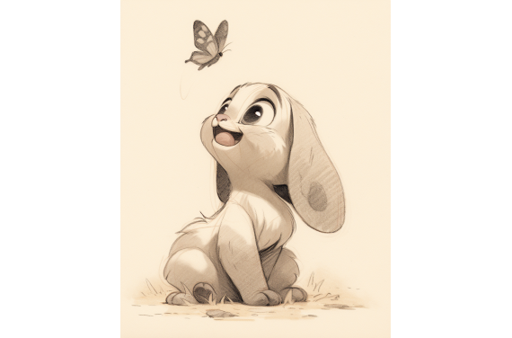 rabbit with butterfly
