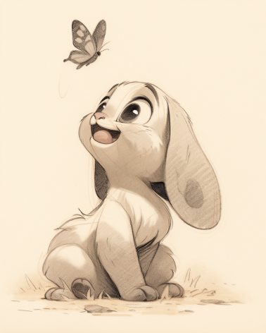 rabbit with butterfly