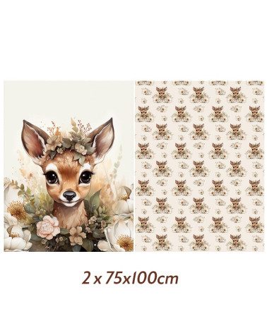 Botanical deer 3 - velvet panel for blanket