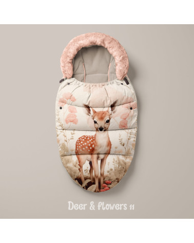 POLYESTER PANEL FÜR Schlafsack TROLLEY- Deer & flowers 11