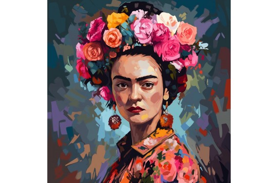 Frida with flowers