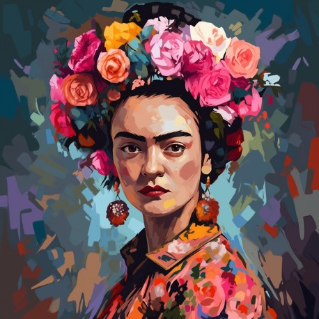 Frida with flowers