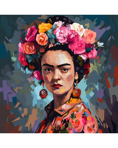 Frida with flowers
