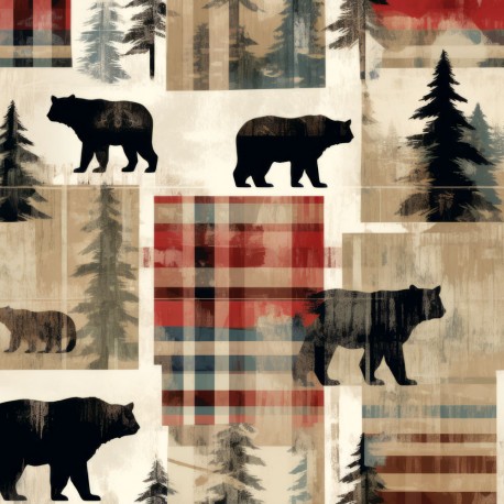 Bear rustic collage