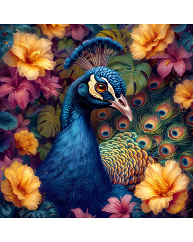 Peacock&  flowers 01
