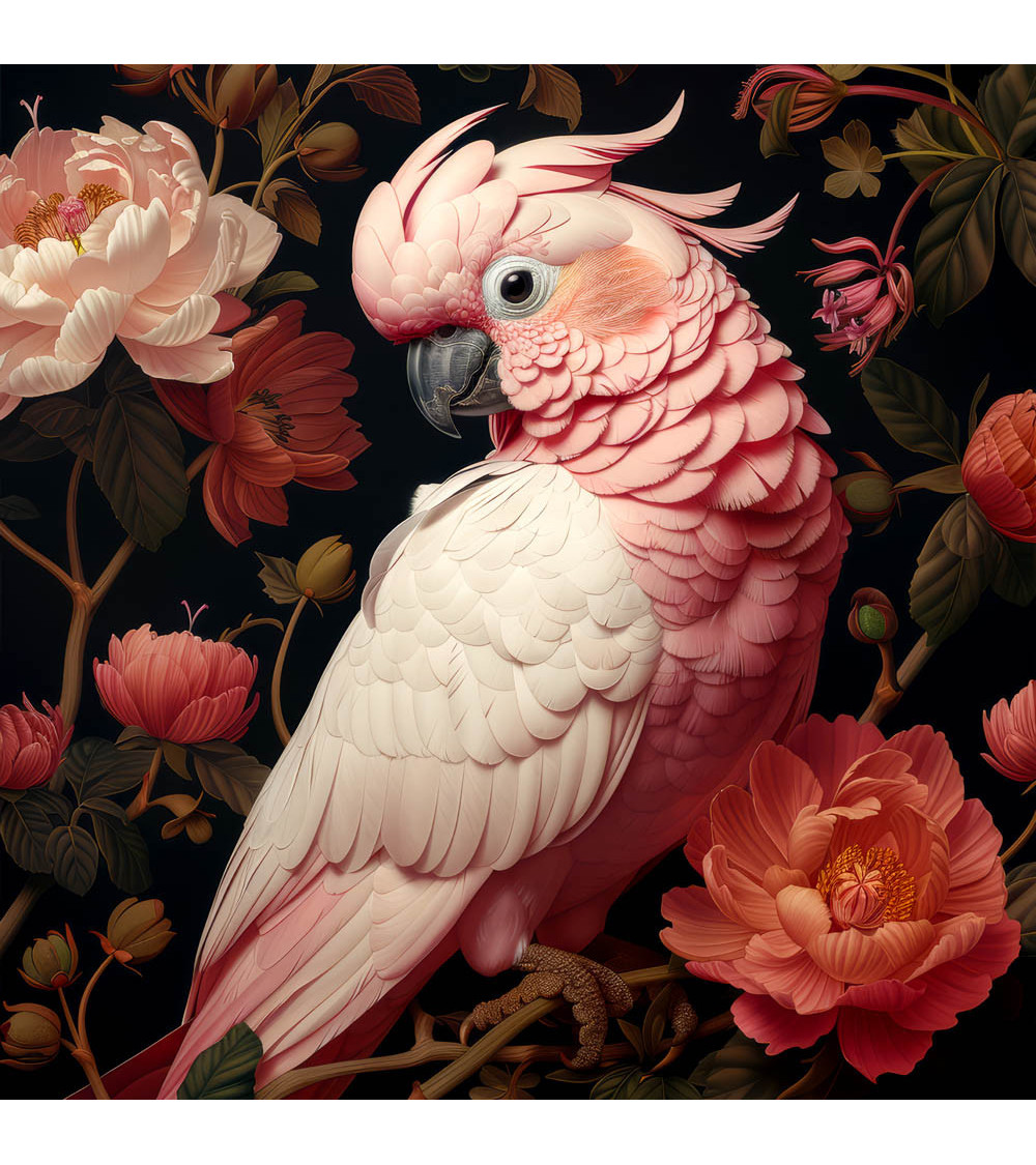 Parrot & flowers 02