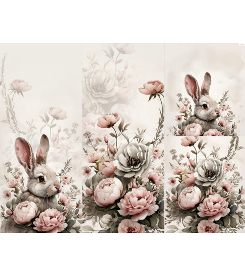 POLYESTER PANEL FÜR Schlafsack TROLLEY- Rabbit & flowers