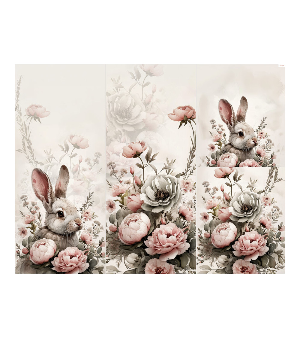 POLYESTER PANEL FÜR Schlafsack TROLLEY- Rabbit & flowers