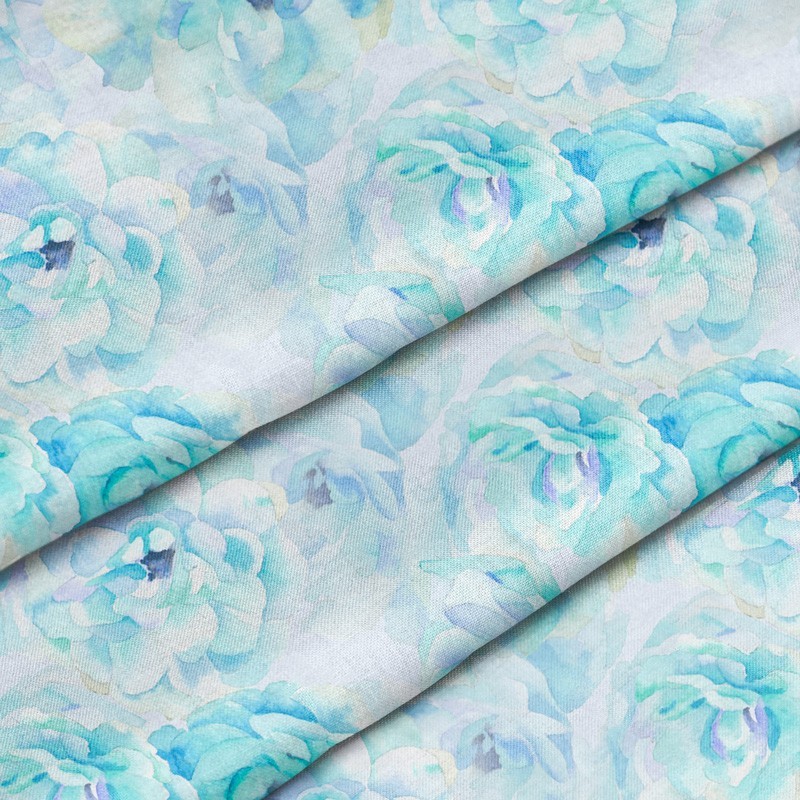 Polyester Türkis Blumen