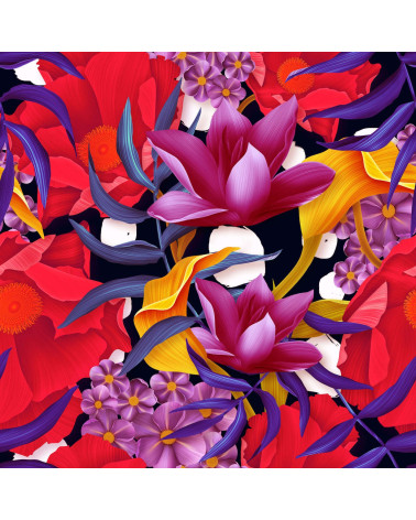 Polyester Piwonie aqua