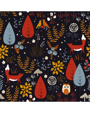 Polyester Fuchs und Beeren