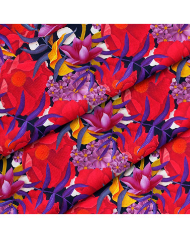 Polyester Piwonie aqua